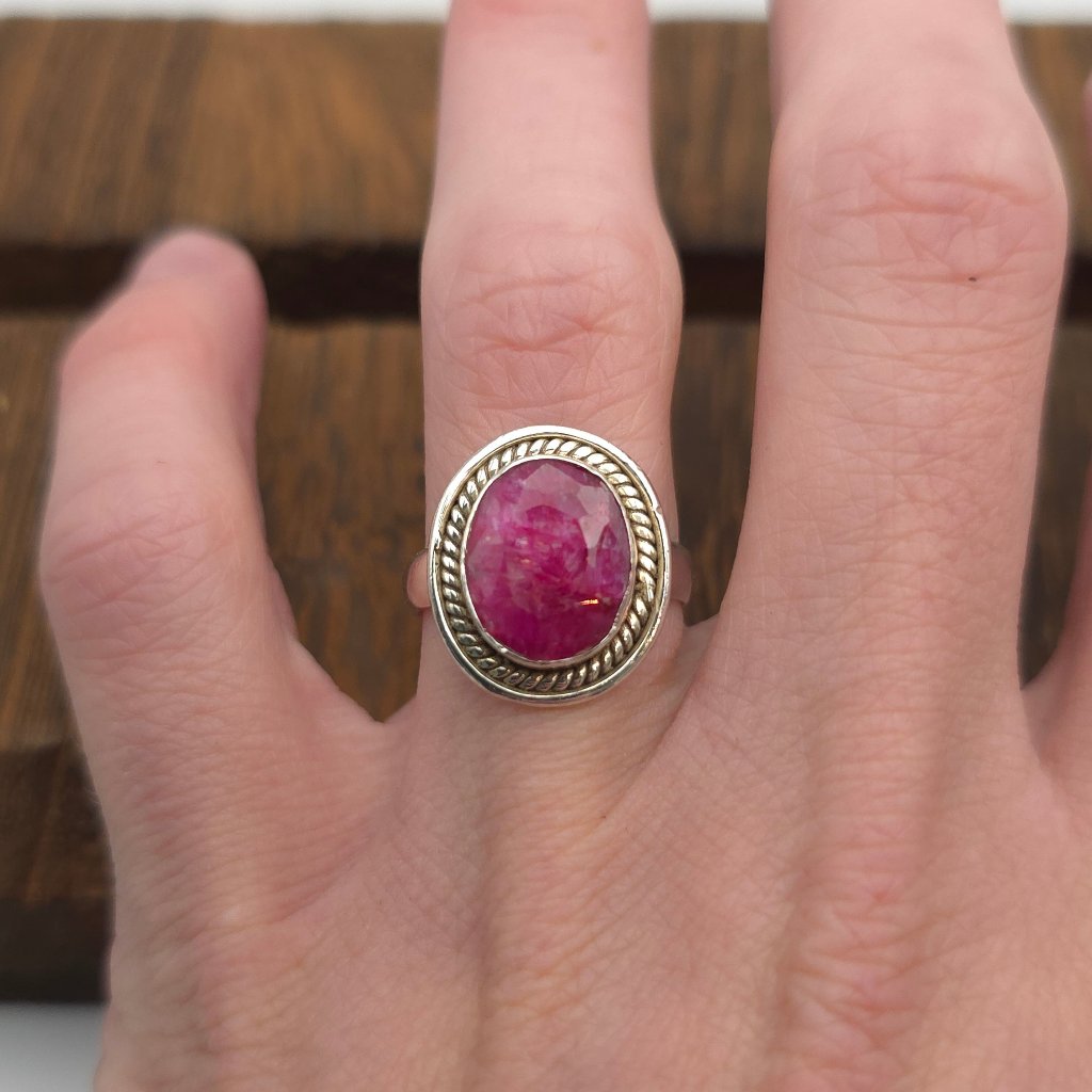 Jewelry | Size 7 Sterling Silver Faceted Rough Ruby Stone Ring